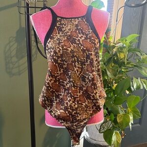 Free People Multicolor Snake Print Bodysuit